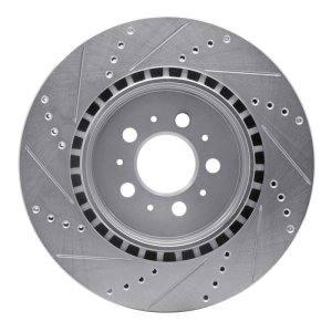Volvo S60 Brake Rotor (1) - Rear Right - R1 Concepts - Drilled & Slotted - Silver - `04-`07